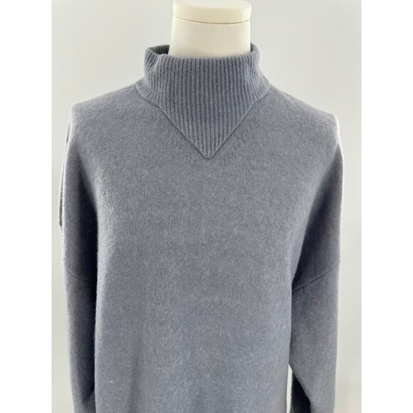 Everlane Gray Blue Wool Yak Hair Sweater Mock Neck Pullover Large Cozycore - Picture 4 of 11